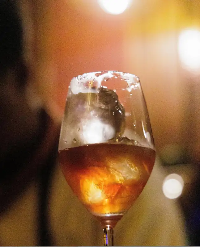 An amber cocktail at the Jannah bar